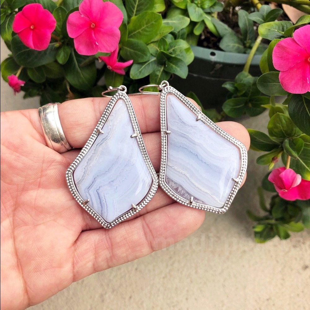 Kendra Scott Alexandra Earrings in Blue Lace Agate
